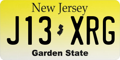 NJ license plate J13XRG