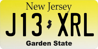 NJ license plate J13XRL