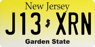 NJ license plate J13XRN