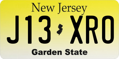 NJ license plate J13XRO