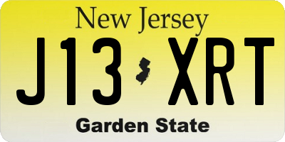 NJ license plate J13XRT