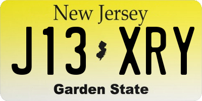 NJ license plate J13XRY
