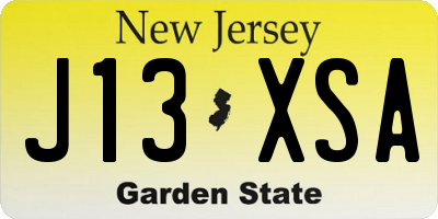 NJ license plate J13XSA