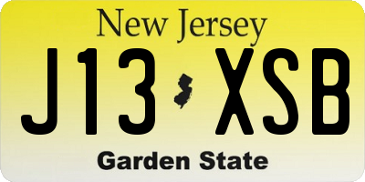 NJ license plate J13XSB