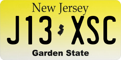 NJ license plate J13XSC