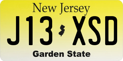 NJ license plate J13XSD