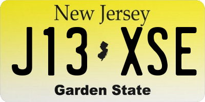 NJ license plate J13XSE