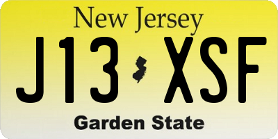 NJ license plate J13XSF