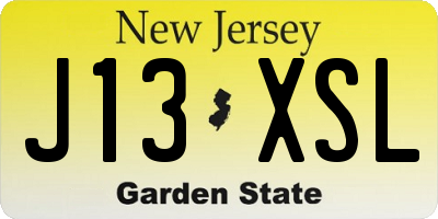 NJ license plate J13XSL