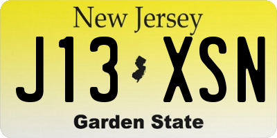 NJ license plate J13XSN