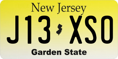 NJ license plate J13XSO