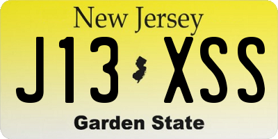 NJ license plate J13XSS
