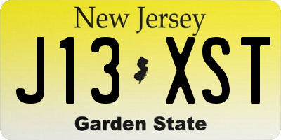 NJ license plate J13XST