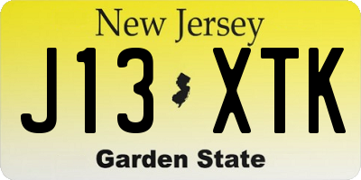 NJ license plate J13XTK