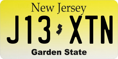 NJ license plate J13XTN