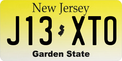 NJ license plate J13XTO