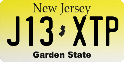 NJ license plate J13XTP