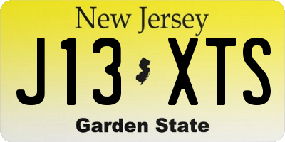 NJ license plate J13XTS