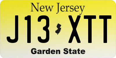 NJ license plate J13XTT