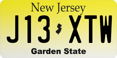 NJ license plate J13XTW