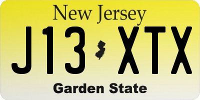NJ license plate J13XTX