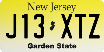 NJ license plate J13XTZ