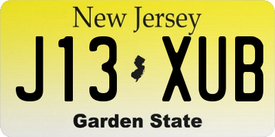 NJ license plate J13XUB