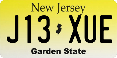 NJ license plate J13XUE