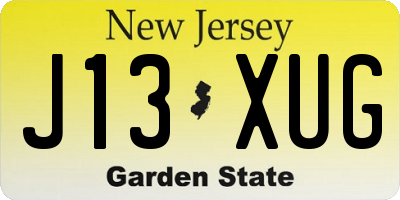 NJ license plate J13XUG