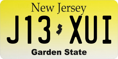 NJ license plate J13XUI