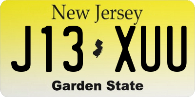 NJ license plate J13XUU
