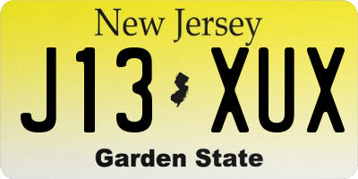 NJ license plate J13XUX