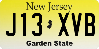 NJ license plate J13XVB