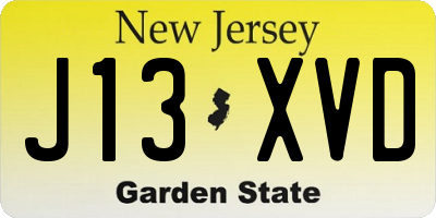 NJ license plate J13XVD