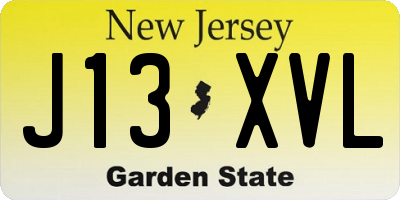 NJ license plate J13XVL