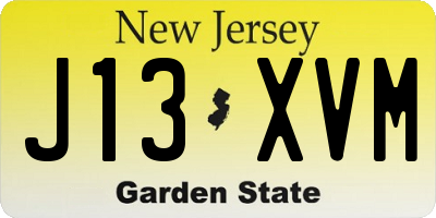NJ license plate J13XVM