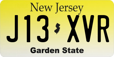 NJ license plate J13XVR