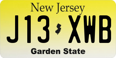 NJ license plate J13XWB