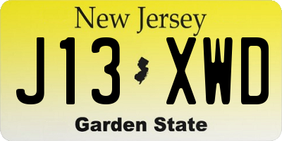NJ license plate J13XWD