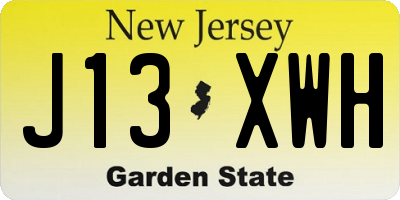 NJ license plate J13XWH