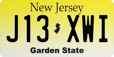 NJ license plate J13XWI
