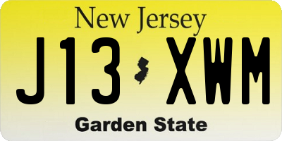 NJ license plate J13XWM