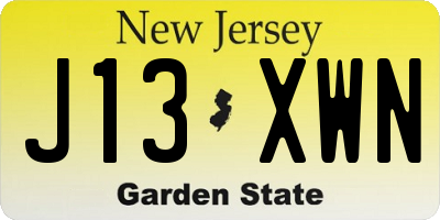 NJ license plate J13XWN