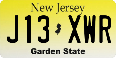NJ license plate J13XWR