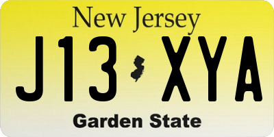 NJ license plate J13XYA