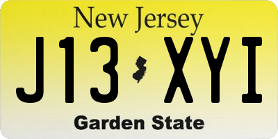 NJ license plate J13XYI