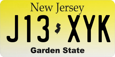 NJ license plate J13XYK