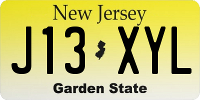 NJ license plate J13XYL