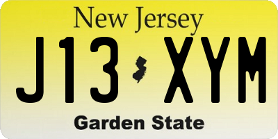 NJ license plate J13XYM