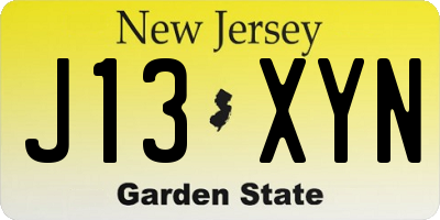 NJ license plate J13XYN